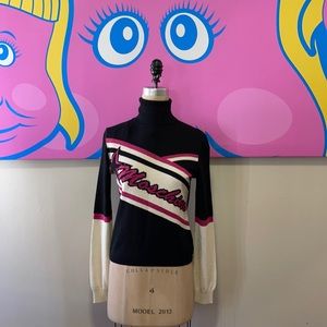 Moschino Varsity Sweater Star Black Pink Ivory